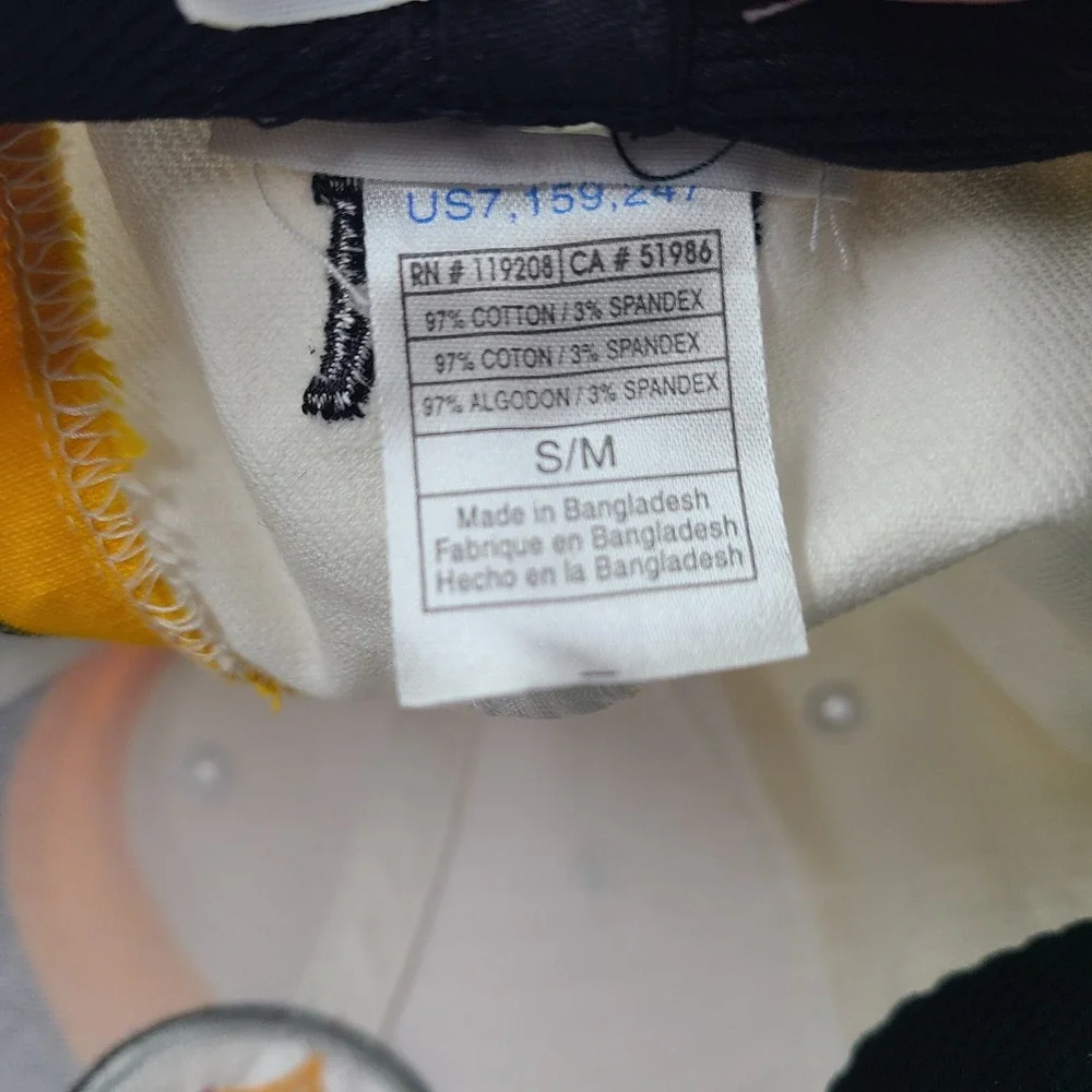 Pittsburgh Steelers Hat Fitted S-M NFL Team Apparel White Black Yellow Swirl Men